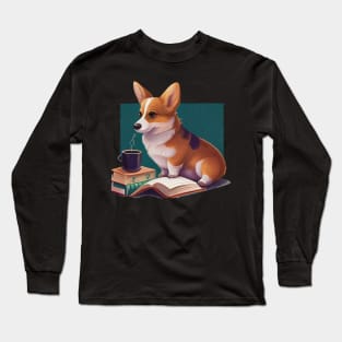 Books and Coffee and Dog Long Sleeve T-Shirt